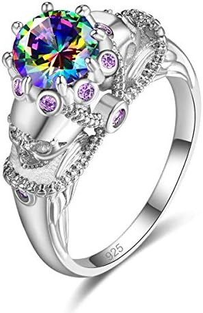 Emsione 925 Sterling Silver Plated Created Black Spinel Womens Ring Best Gift for Women Girls