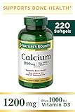 Nature's Bounty Calcium 1200 mg Plus Vitamin D3 1000 IU, 220 Softgels