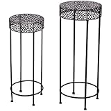 Adeco Potted Plant Stand Floor Flower Pot Rack - Round Iron Plant Stand - Set of 2