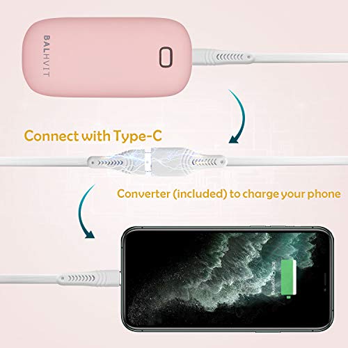 Balhvit Rechargeable Hand Warmer, 6400mAh Electric Hand Warmers Pocket Power Bank, Heat Therapy Hand Heater Charger, Reusable Handwarmers for Outdoor Sports, Winter Gifts for Women & Men (Pink)