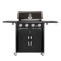  Outdoorchef Canberra 4G Gas-Grillstation schwarz Gusseisen XXL Garten 4-flammig 3+1 Gas Brenner ✔ Lenkrollen mit Bremse ✔ Deckel ✔ Seitentische beidseitig ✔ Unterschrank ✔ eckig ✔ rollbar ✔ stehend grillen ✔ Grillen mit Gas ✔ mit Station ✔ mit Rädern 