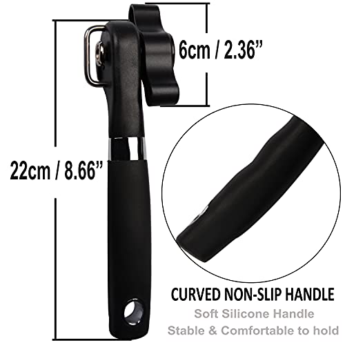 HOTMMGR Manual Can Opener Smooth Edge Safe Cut Can Opener with Soft Grips Handle for Kitchen Restaurant