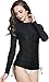 ilishop Women's UV Sun Protection Long Sleeve Rash Guard Wetsuit Swimsuit Top Black L-US8