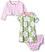 Gerber Baby Three-Piece Cardigan, Dress and Diaper Cover Set, Flowers, 12 Months