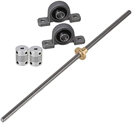 CNBTR 8mm Horizontal T8 Lead Screw Z Axis L300mm&amp;Ball Bearing Pillow Block with Flexible Shaft Coupling for 3D Printer Set of 5