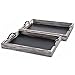 MyGift Vintage Brown Wood Large Decorative Serving Tray with Metal Handles and Chalkboard Surface, Nesting Coffee Table Breakfast Trays, 2-Piece Set