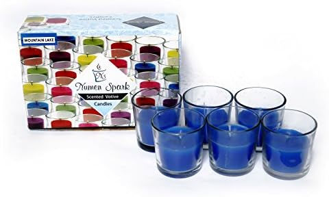 NS-Numen Spark Mountain Lake Scented Votive Candle (Pack of 6, Blue)| Candles for Decoration | Candles for Bedroom | Candles Decorations for Living Room