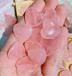 20 PCS Rose Quartz Heart Crystal Natural Polished