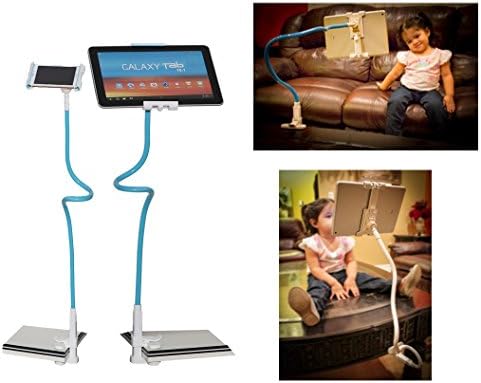 Universal Rotating Tablet Mount &amp; Clamp Mount Flexible Gooseneck Holder For Tablets &amp; Smartphones- Hassle Free Installation- Great Comfort- Universal Holders (Blue with White)