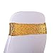 Kivvo 50pcs Chair Sashes Gold Bands for Wedding Chair, Shining Sequin Chair Bows for Party Decoration (Gold)
