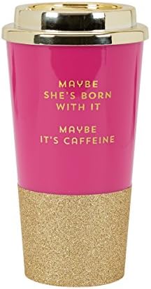 C.R. Gibson 'Maybe She's Born with It' Funny Pink Tumbler Coffee Cup, 16 oz.