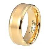 iTungsten 6mm 8mm Silver/18K Gold/Gunmetal Tungsten Rings for Men Women Wedding Bands Beveled Edges Matte Polished Finish Comfort Fit