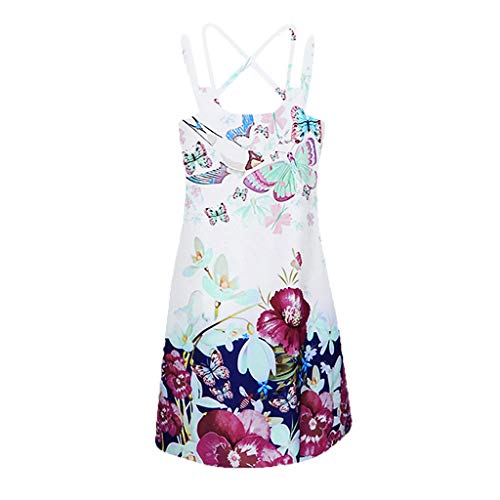 image for Sunhusing Womens Sling Off-Shoulder Flower Print Tank Top Dress Sleeve