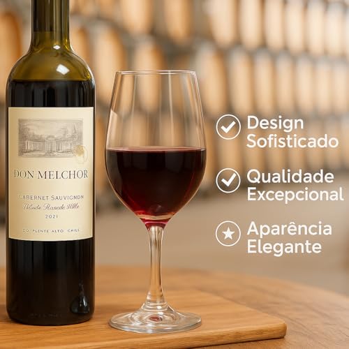 Taça de Vinho Luxo 330ml – Conjunto com 6 Unidades | Vidro Fino e Resistente | Ideal para Vinhos Tintos e Brancos | Sofisticação para Jantares e Eventos Elegantes (330, Millilitros)