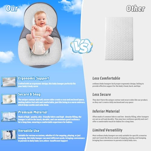 Last page® Baby Lounger Pillow for Infant Support Cushion Reflux Breastfeeding Pillow, Bottle Feeding, Tummy Time, Adjustable Baby Wedge Lounger Pillow for Reducing Spit-Up
