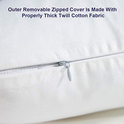 Accuratex White Feather Down Pillows (Set of 2) - 18x18 inch Square Sofa and Couch Cushion, Feather Throw Pillow with 100% Cotton Removable Zipped Cover - Thumbnail 4