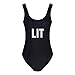 PINJIA Women's Letter Print Backless One Piece Monokini Bikini(MX05)