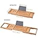 HEALIFTY Bathtub Tray - Craft Bamboo Bath Caddy Tray Retractable Bath Bridge Table Storage Rack Shelf Tablet Holder for Bed, Laptop, Reading