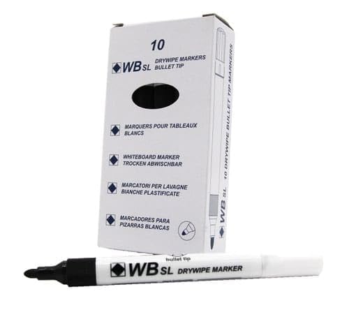 Whitebox Whiteboard Marker Bullet Tip Black [Pack 10]