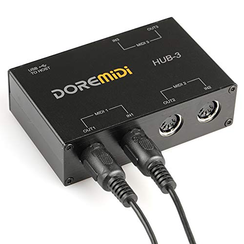 CAMOLA MIDI HUB Box, 3x3 MIDI to USB Interface, 3 in 3 out 5-pin USB ...