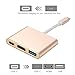 ONCHOICE USB-C Hub Digital AV Multiport Adapter USB3.1 Type-C to 1 HDMI 1 USB 3.0 port PD hubs 1 charging power delivery port Aluminum Housing for 12inch Apple New MacBook gold