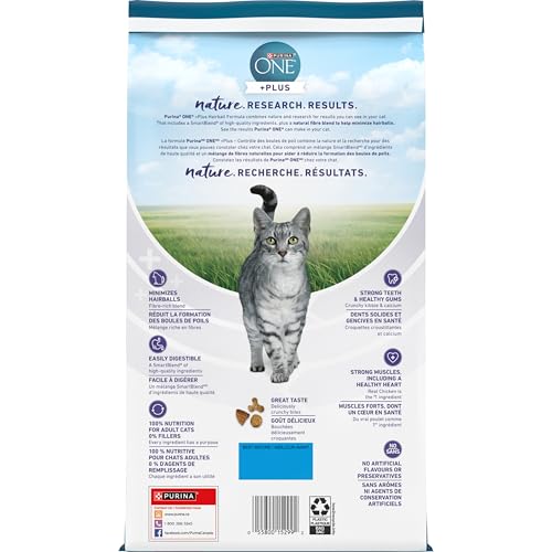 Purina ONE +Plus Dry Cat Food, Hairball Formula Chicken - 1.8 kg Bag