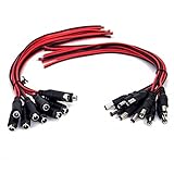 DC Power Cable 12V 5A Plugs Male Female Connectors for CCTV Security Camera Pigtail Power Adapter Connectors (5.5mm x 2.1mm, 10 Pairs)