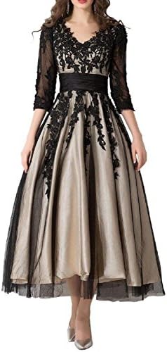 Favors Dress Women's Half Sleeves Lace Cocktail Tea Length Formal Dresses WP27