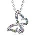 Gift for Girls White Gold Plated Butterfly Multi-color Swarovski Elements Austraina Crystal Pendant Necklace