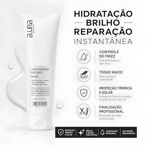 B.URB Leave-In Masculino Kendall 150ml Antifrizz, Proteção Térmica e Hidratação