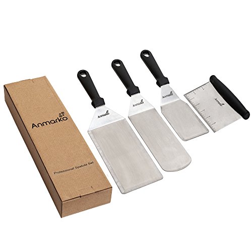 Professional Stainless Steel Spatula Set - Pancake Flipper - Oversized Hamburger Turner and Griddle Scraper – metal utensil great for BBQ , Grill , Flat Top – Commercial Grade