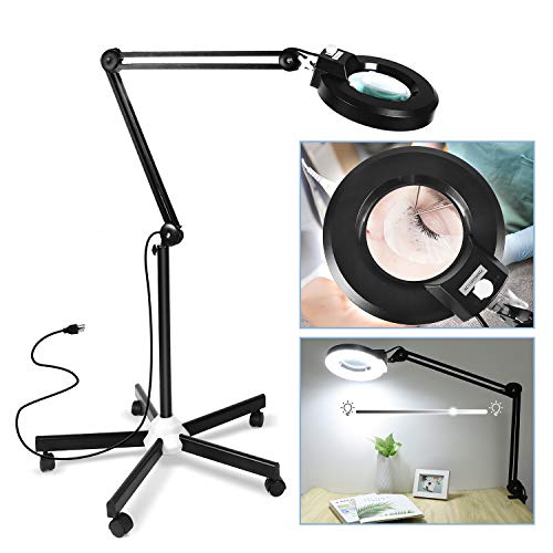 Magnifying Floor Lamp with 5 Wheels Rolling Base for Estheticians