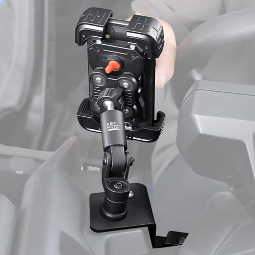 KEMIMOTO X3 Phone Mount, Anti-Vibration Dampener Cast-Aluminum Mount Dashboard One-Hand Operation Secure Lock 360° Adjustable Cell Phone Holder, Compatible with Can-Am Maverick X3 and MAX Models