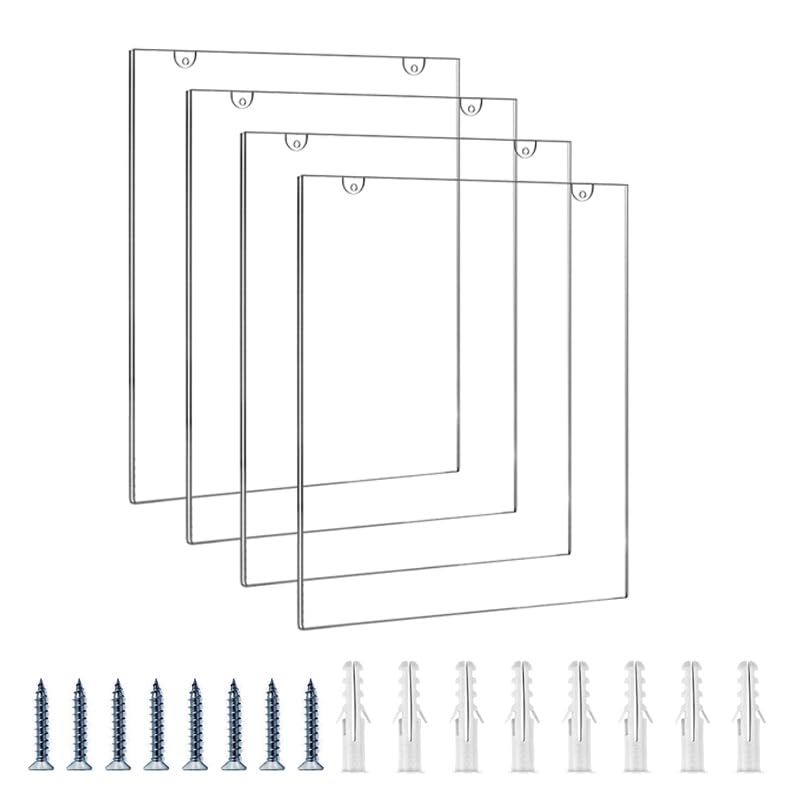 Protectores de Hojas Tamaño Carta 4Pcs, Porta Hojas de Acrílico A4 para Pared