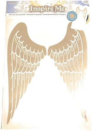Inspire Me Iron-on Foil Transfer Silver Metallic Angel Wings