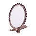 MOIOM Vintage Foldable Peacock Spread Tail Pattern Makeup Hand/Table Mirror,Decorative Mirror (Copper Red)
