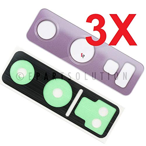 ePartSolution_Lot of 3 Main Back Rear Camera Glass Lens Cover + Adhesive Replacement Part for Samsung Galaxy Note 9 SM-N960 (Purple)