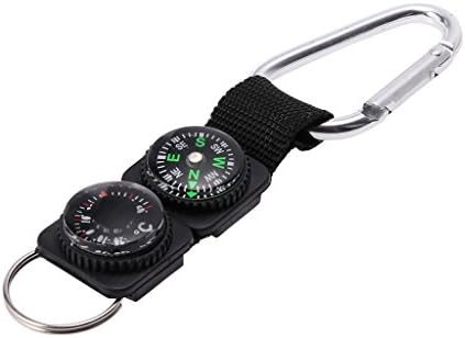 Outdoor Sport Keychain Carabiner Travel Hiking Compass Thermometer Compass Carabiner Survival Tool