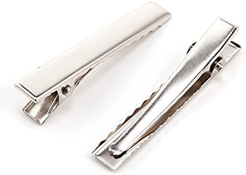 Yunchenghe 50 pcs Small silver crocodile bow blank hairpin claw crocodile blank hairpin bow hair slide duck mouth clip DIY