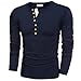 Hotouch Mens Henley T-Shirts Long Sleeve Navy Blue M