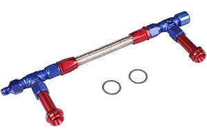 WOKYO Dual Feed Fuel Line for Holley 4150, 7/8"-20 Braided Dual Inlet Feed Fuel Log Rail Line Kit 8 An Male Flare Stainless Steel Carburetor 6 An Fuel Line