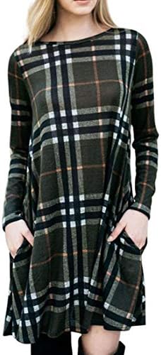 MIROL Women's Long Sleeve Plaid Color Block Casual Swing Loose Fit Tunic  Dress, 1-olive, XL price in UAE | Amazon UAE | kanbkam