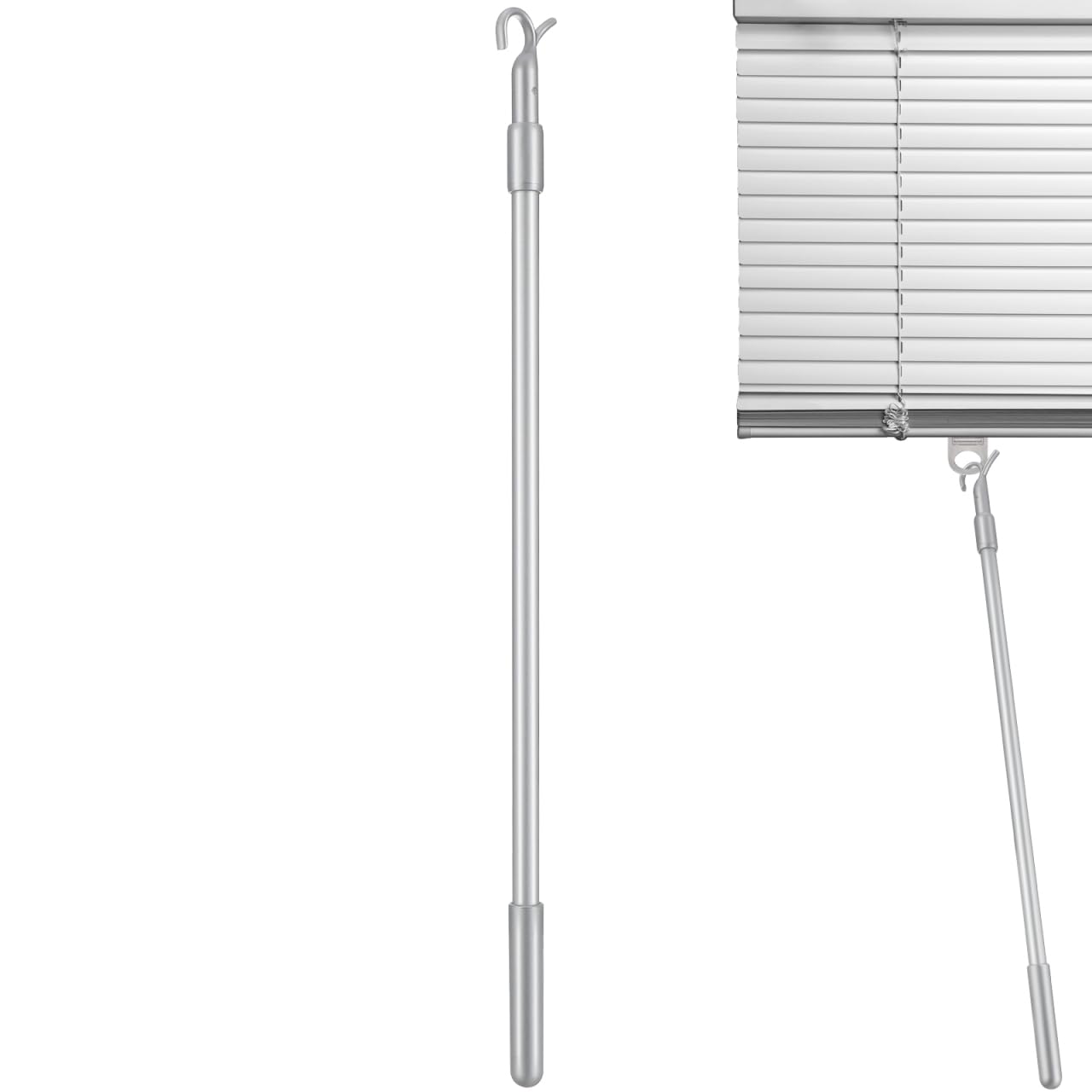 Healvian 60CM Telescopic Draw Rod Telescoping Pole with Hook Aluminium Window Blinds Rod Blind Wand Vertical Blind Opener Cordless Window Shades Down and Up Universal Pull Rod