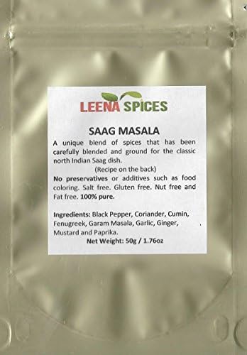 LEENA SPICES - Saag Seasoning Masala - Indian Spinach Spice – Gluten Free Curry Powder - No Salt Or Color Mix - Enjoy Only Authentic And Pure Quality Products.