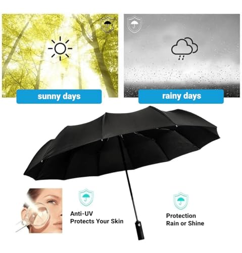 Travel Compact Umbrella, Folding Travel Umbrella for Rain and Shine Small, Windproof Automatic Open/Close, Portable Umbrellas