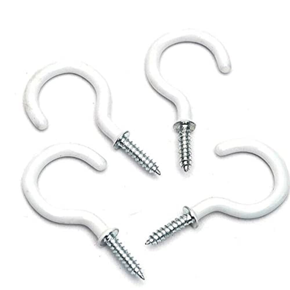 Merriway BH04765 (5 Pcs) Cup Hook White Plastic Coated 32 mm - Pack of 5 Pieces
