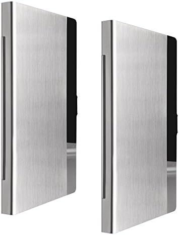 Business Card Holder, JuneLsy Professional Business Card Case Stainless Steel Card Holder Slim Design for Men and Women (2 Pack)