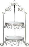 Antique Silver Mirror 2-Tier Cake Stand