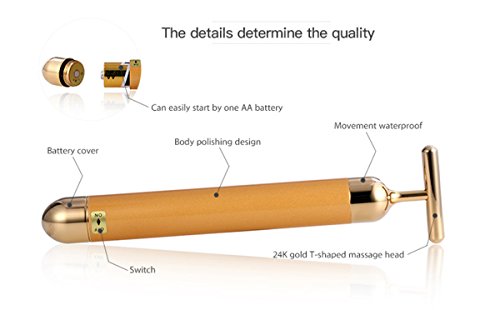 YSBER 24K Golden Face Massager & Beauty Care Vibration Facial Electric Massager for Lifting Skin Tightening Anti-wrinkle Bar Face Skincare (C)