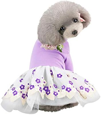 お気に入り即出荷 Vinisath 犬の服 愛猫 愛犬 洋服 可愛い チュチュ 真珠付けワンピース 女の子 刺繍 花柄 レース 半袖ドレス 涼しい 安い ウエディングドレススカート チワワ ハロウィン クリスマス用 ペット用品 インスタ映え 特価